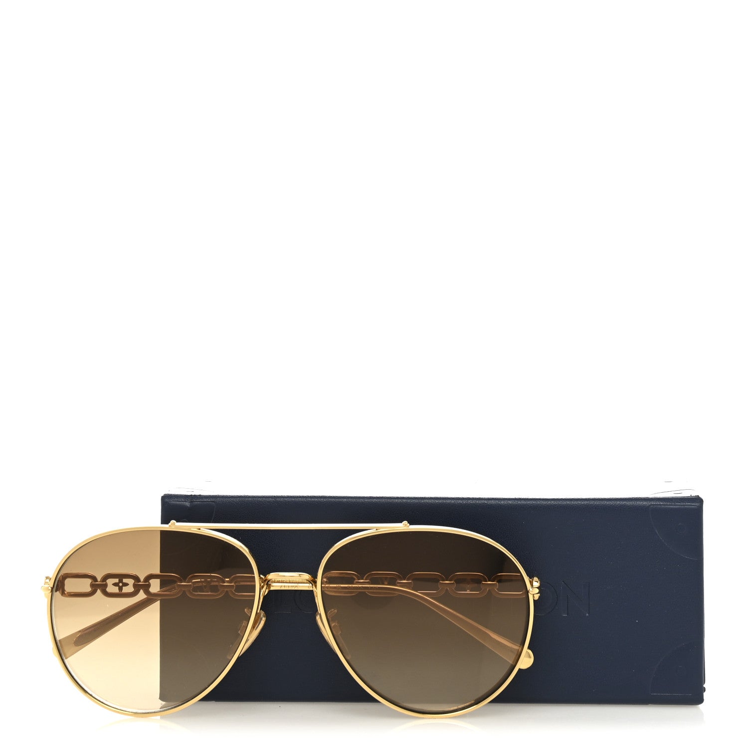 Louis Vuitton Metal My LV Chain Pilot Sunglasses Z1539E Gold