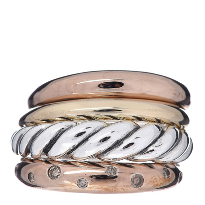 David Yurman Sterling Silver Bronze Brown Diamond Pure Form Mixed Metal Ring 52 6 1 of 5