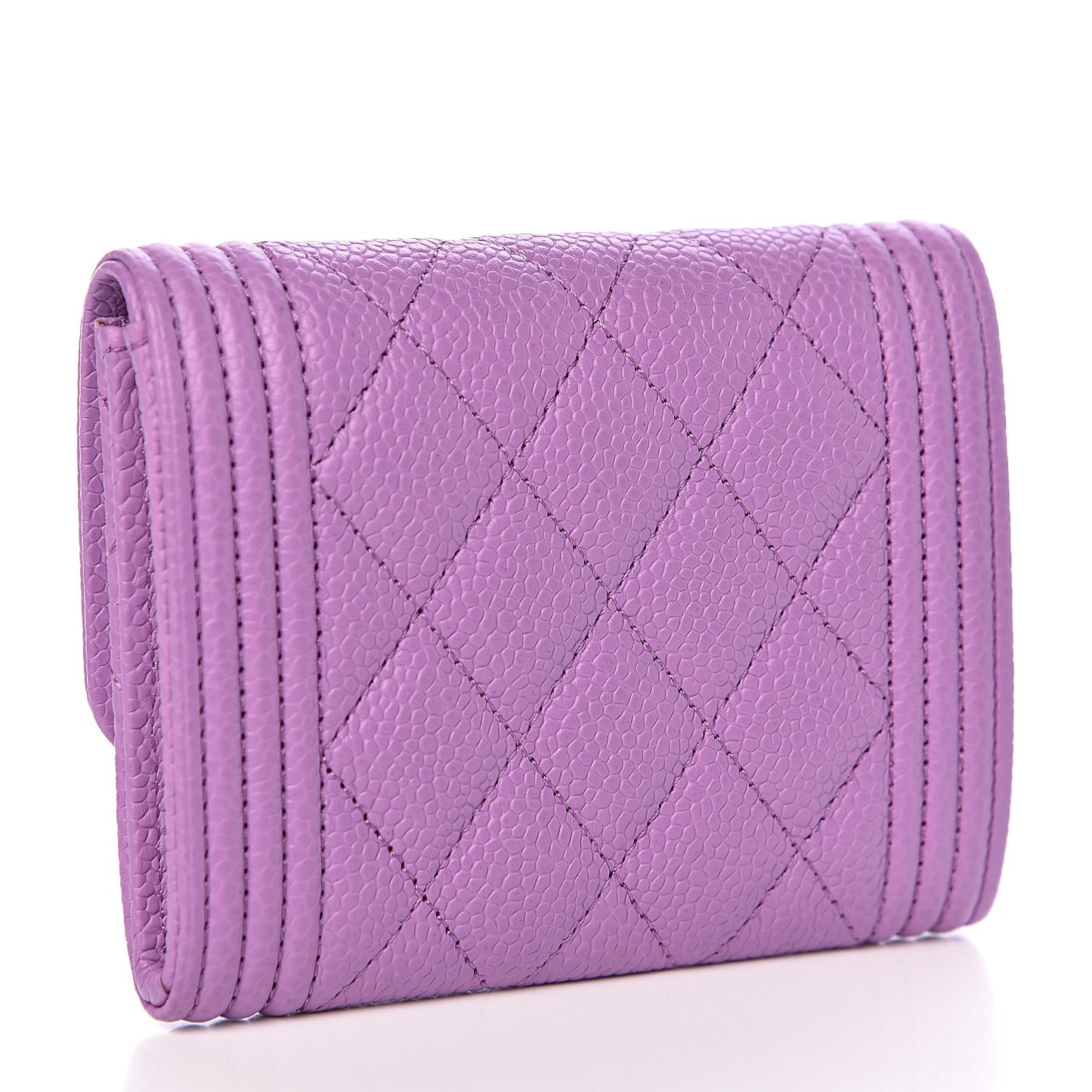 Caviar Quilted Boy Flap Card Holder Purple
