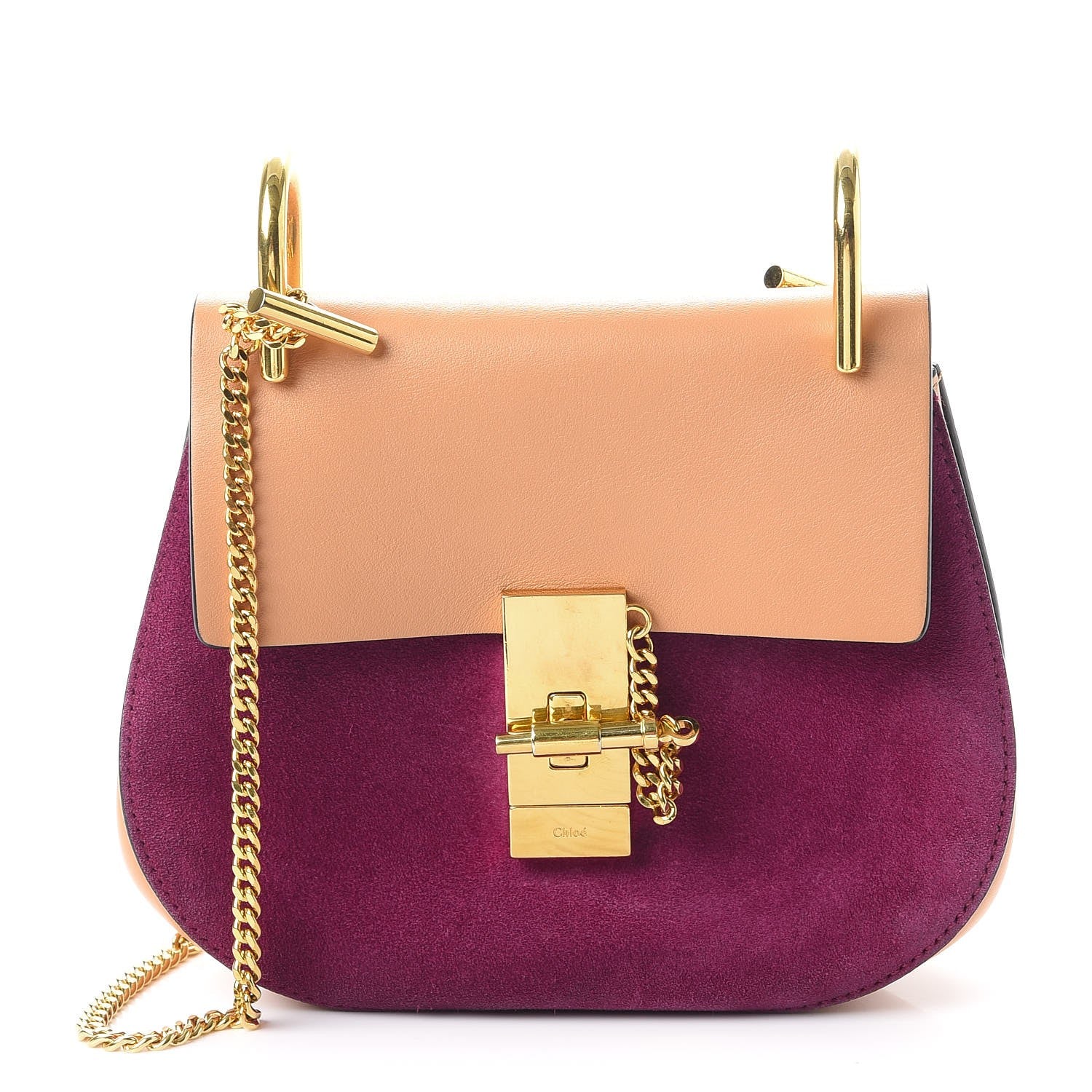 Chloe Suede Smooth Calfskin Lambskin MIni Drew Crossbody Misty Beige Bag 1 of 9