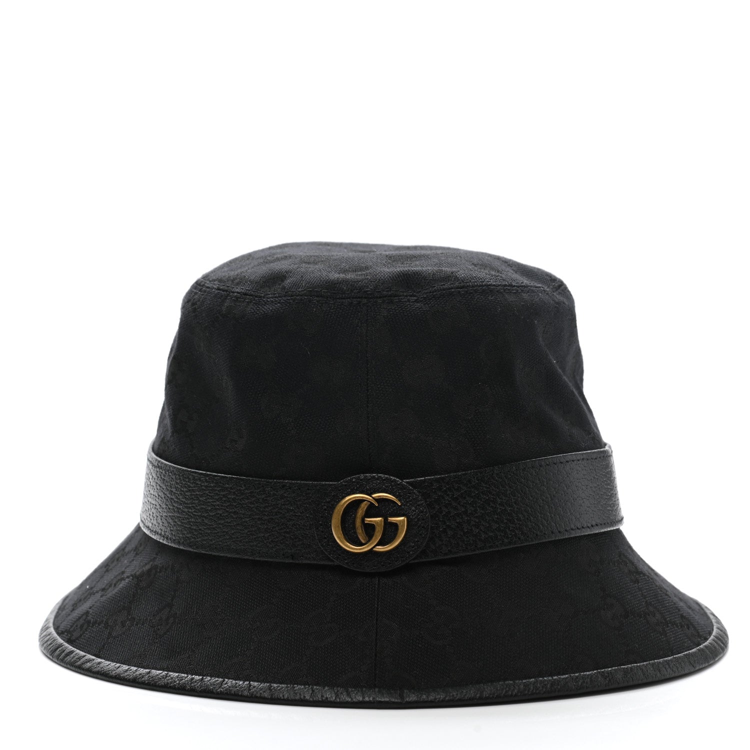 Gucci Monogram Textured Dollar Calfskin GG Jago Bucket Hat L Black 3 of 11