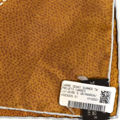 Hermes Silk Projets Carres Scarf 90 Jaune D'Or Marron 3 of 4