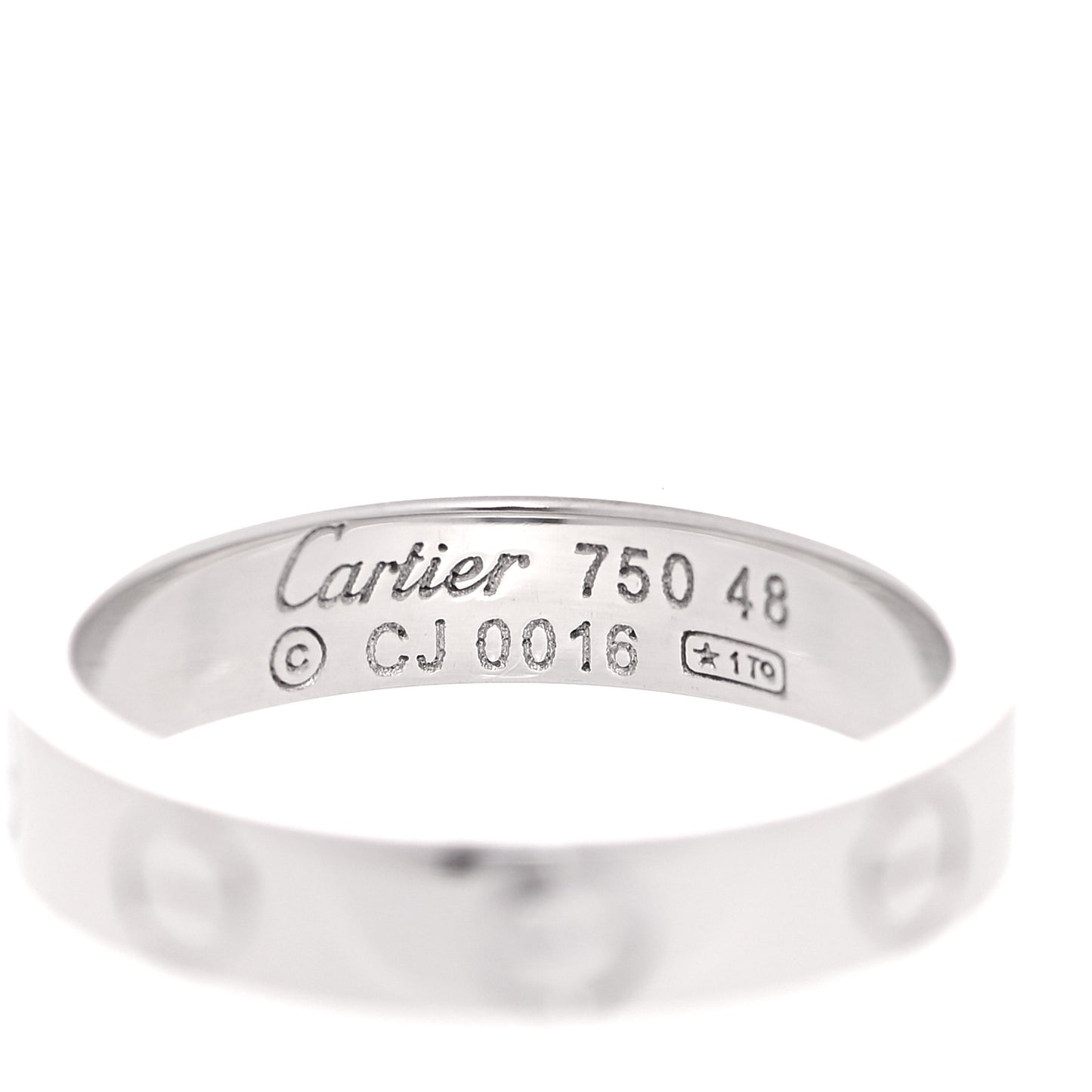 18K White Gold 3.5mm LOVE Wedding Band Ring 48 4.5