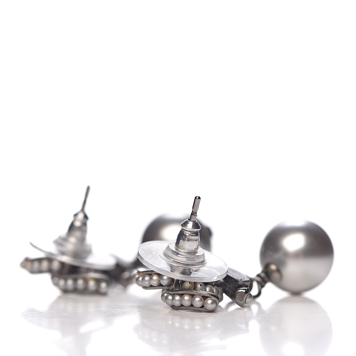 Pearl CC Drop Earrings Silver