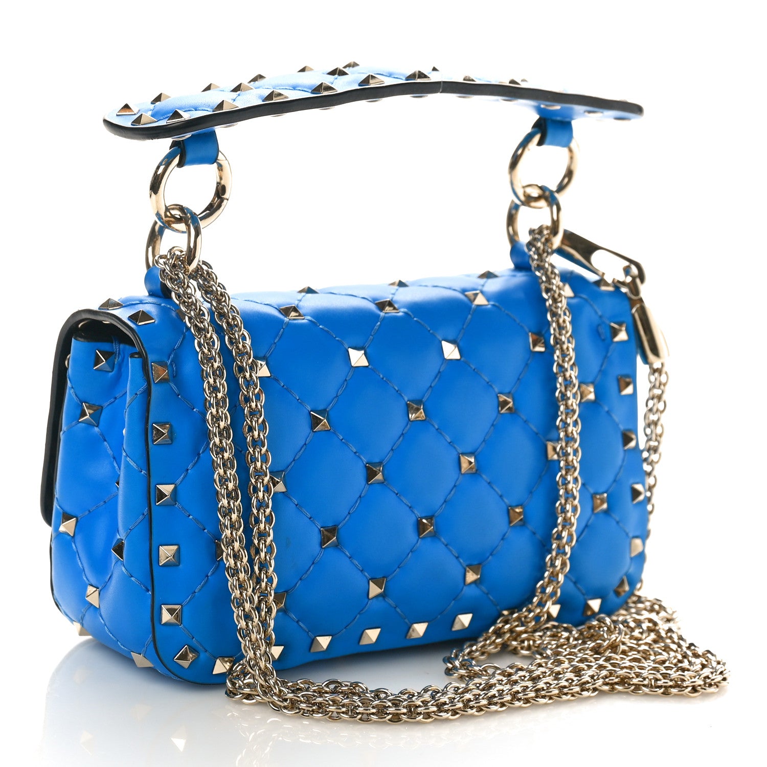 Valentino Garavani Calfskin Mini Rockstud Spike Shoulder Bag Blue