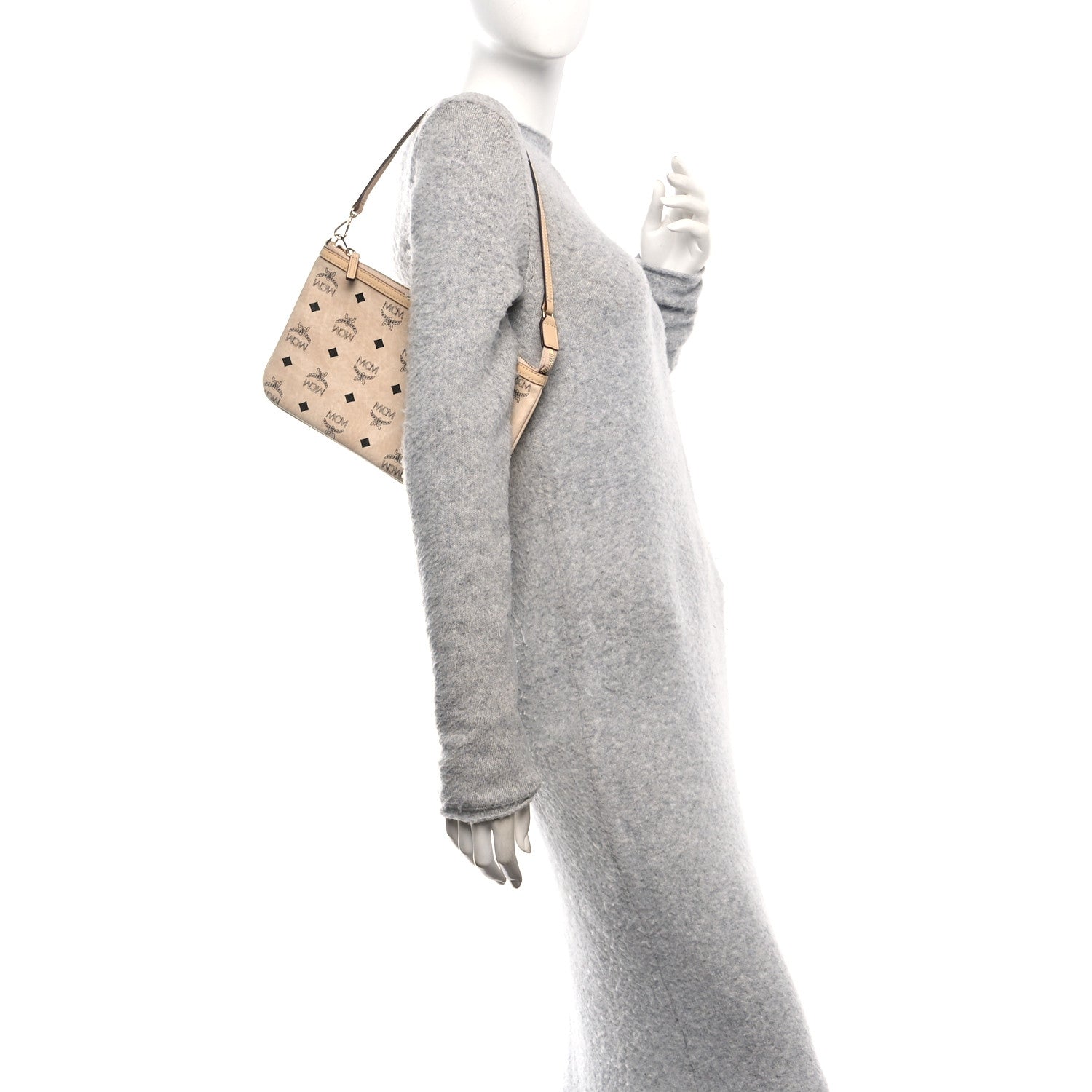MCM Visetos Medium Pouch Beige 2 of 9
