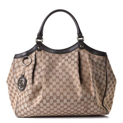 Gucci Monogram Dollar Calfskin Large Sukey Tote Beige Ebony Testa di Moro 1 of 5