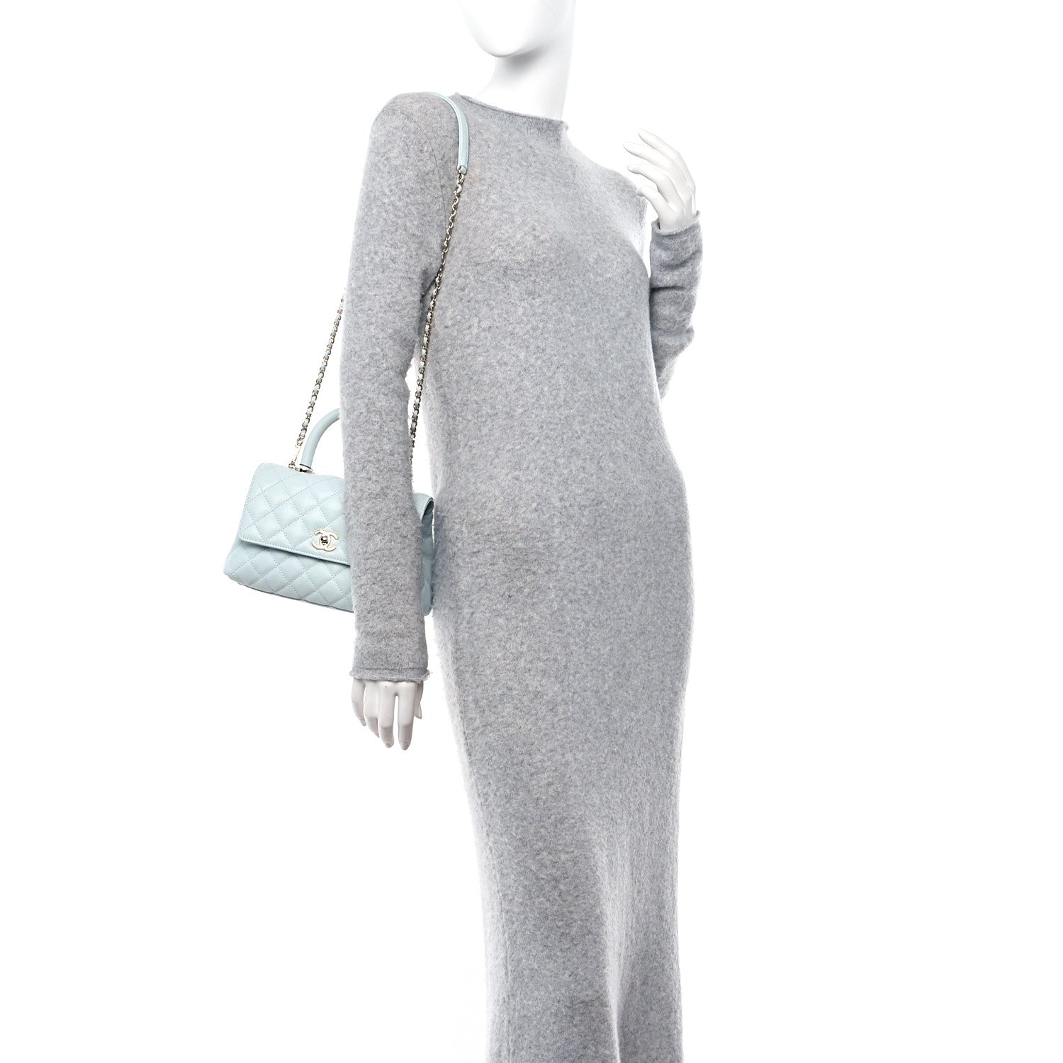 Chanel Caviar Quilted Mini Coco Handle Flap Light Blue 2 of 11