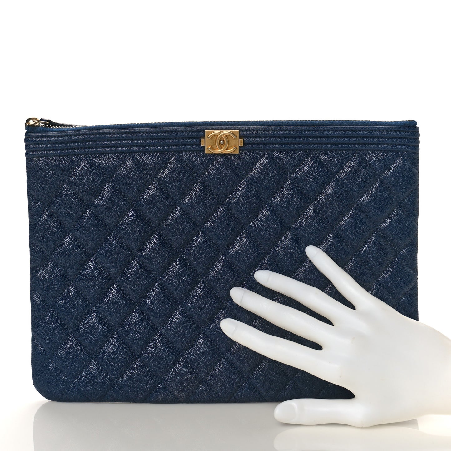 Caviar Quilted Medium Boy Cosmetic Case Navy