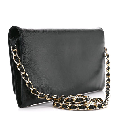 Prada Saffiano Metal Oro Chain Wallet Black 3 of 12