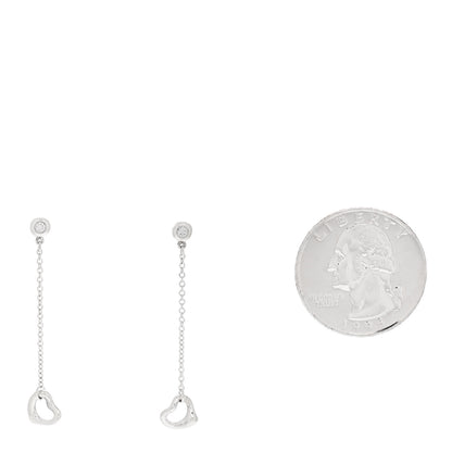 Tiffany Sterling Silver Diamond Elsa Peretti Diamond by the Yard Open Heart Drop Earrings 2 of 4