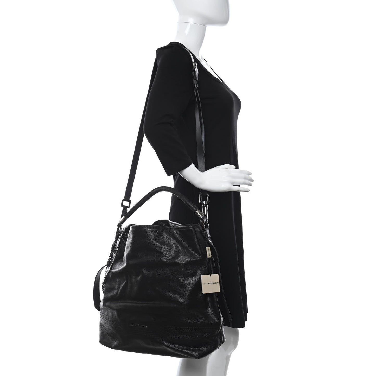 Grainy Calfskin Large Ashmore Hobo Black