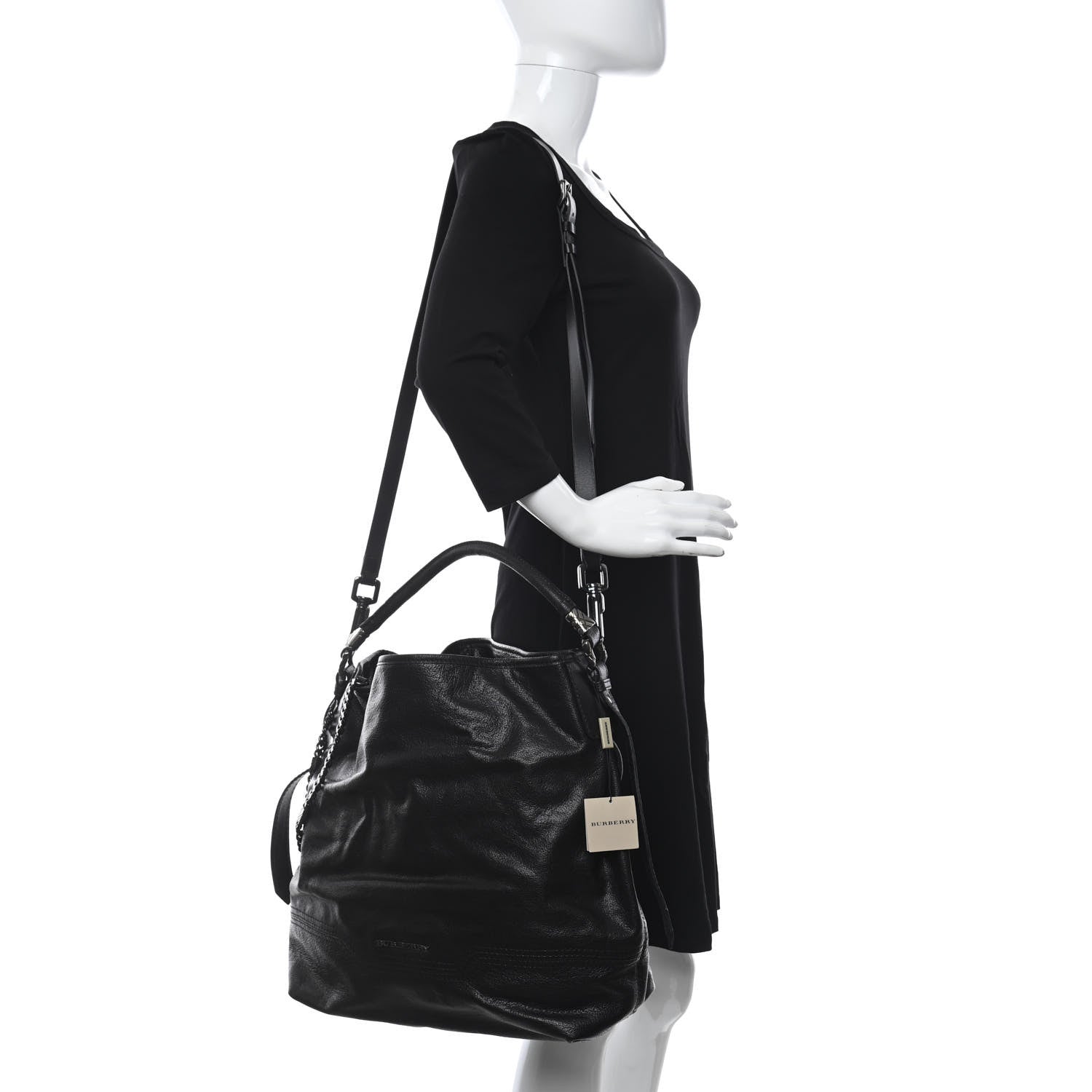 Burberry Grainy Calfskin Large Ashmore Hobo Black 3 of 12