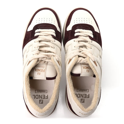 Fendi Grained Calfskin Mens Fendi Match Low Top Sneakers 7 White Burgundy Amber 2 of 8