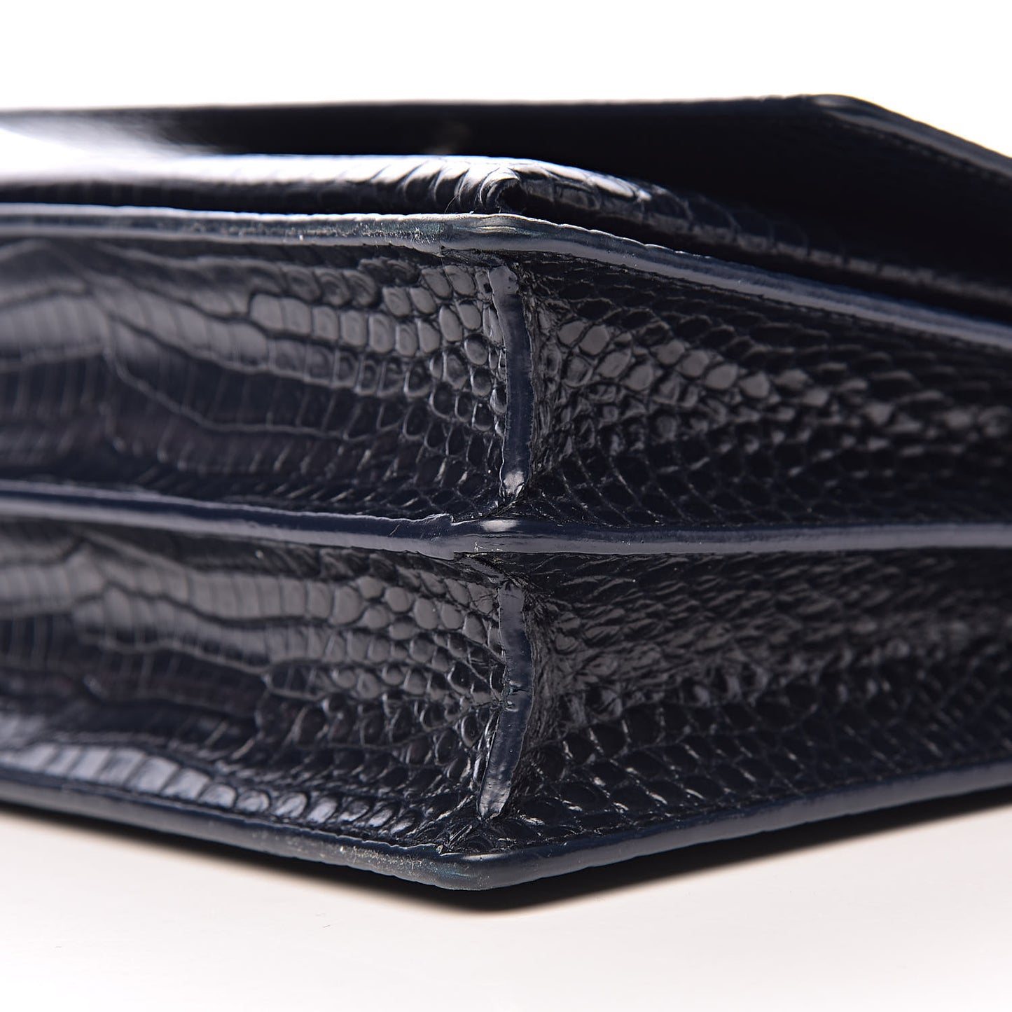 Calfskin Crocodile Embossed Medium Monogram Sunset Navy
