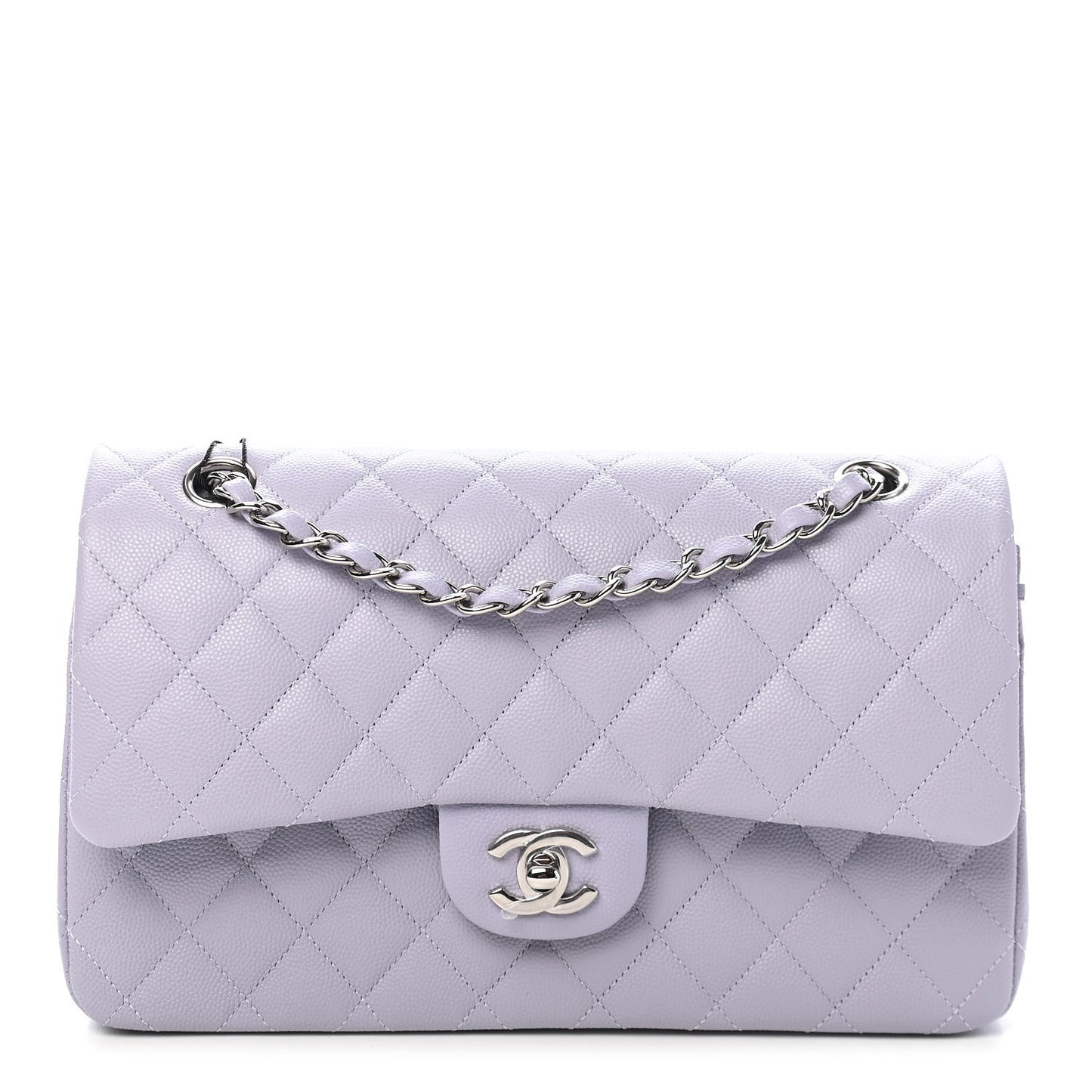 Caviar Quilted Medium Double Flap Light Purple