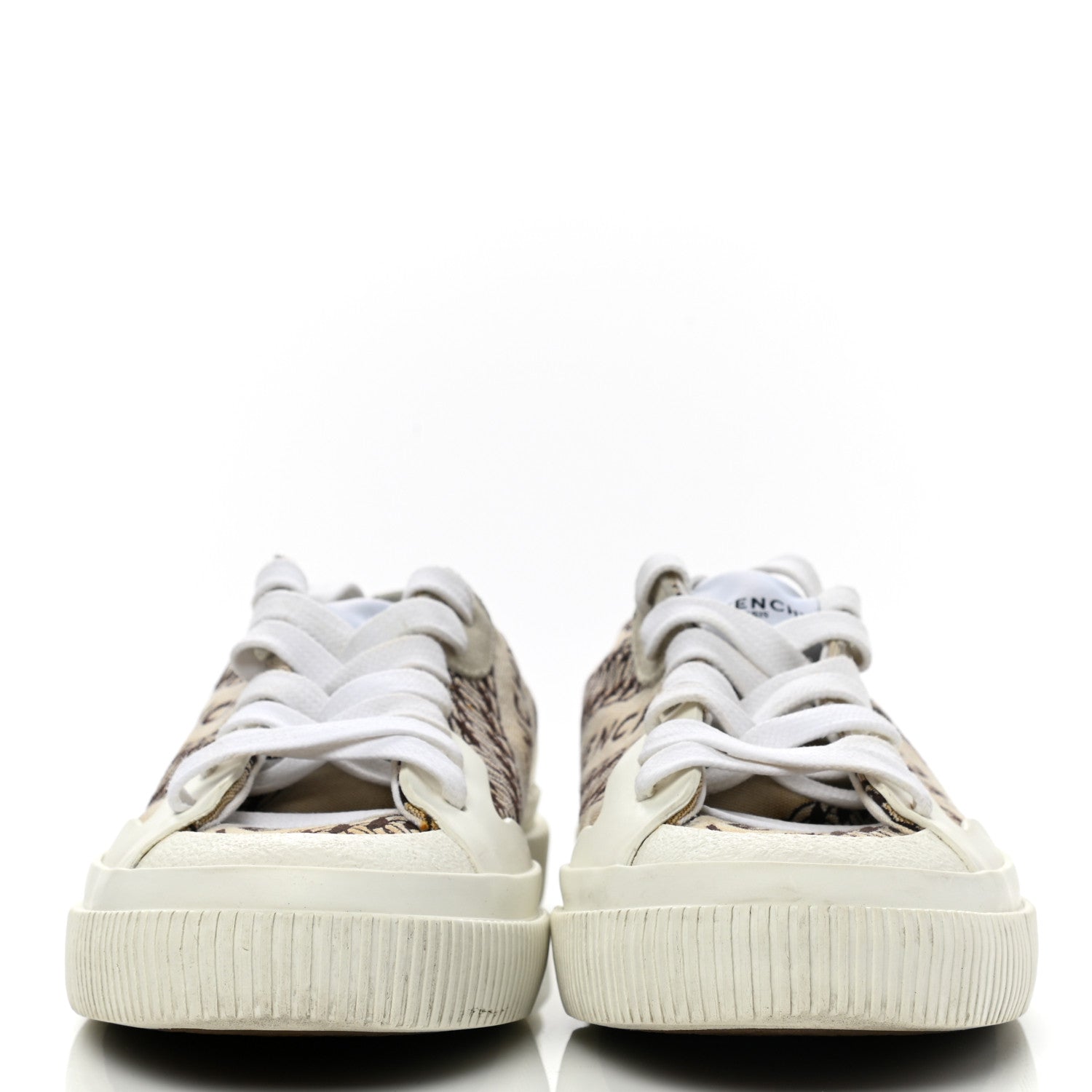 Givenchy Canvas Chain Logo Printed Womens Tennis Sneakers 38 Beige Brown 2 of 12