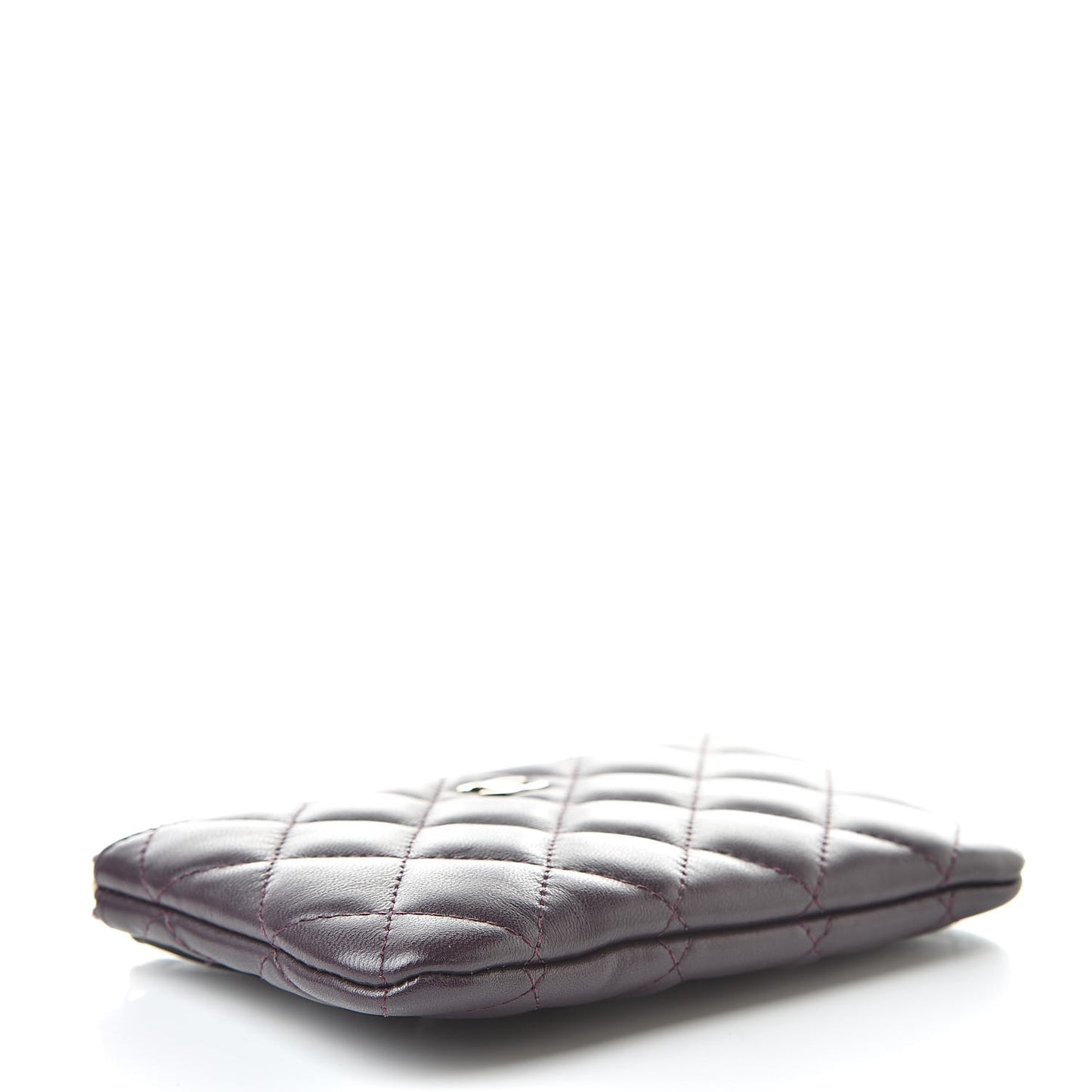 Lambskin Quilted Small Cosmetic Case Dark Purple