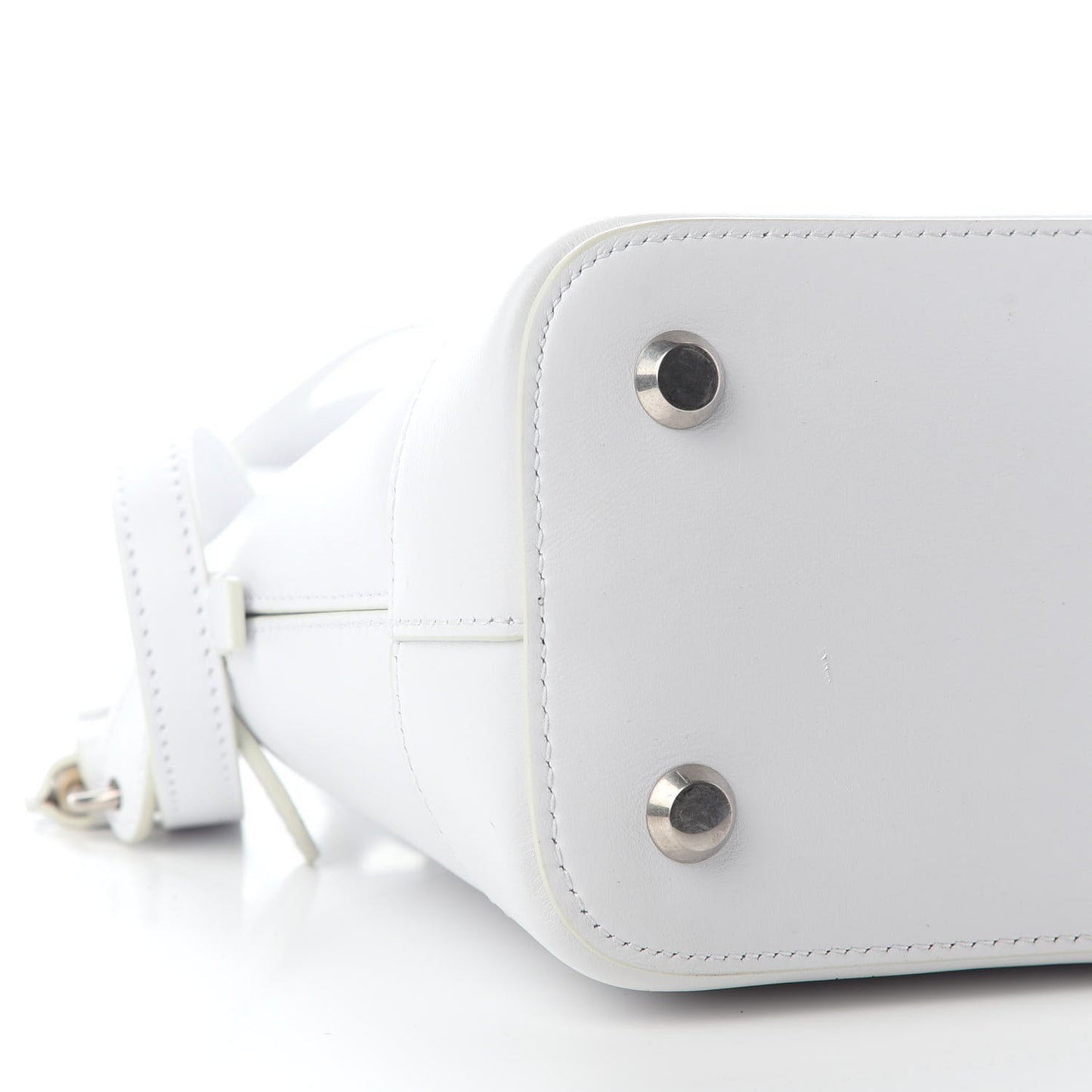 Calfskin Gothic Logo S Ville Top Handle Bag White