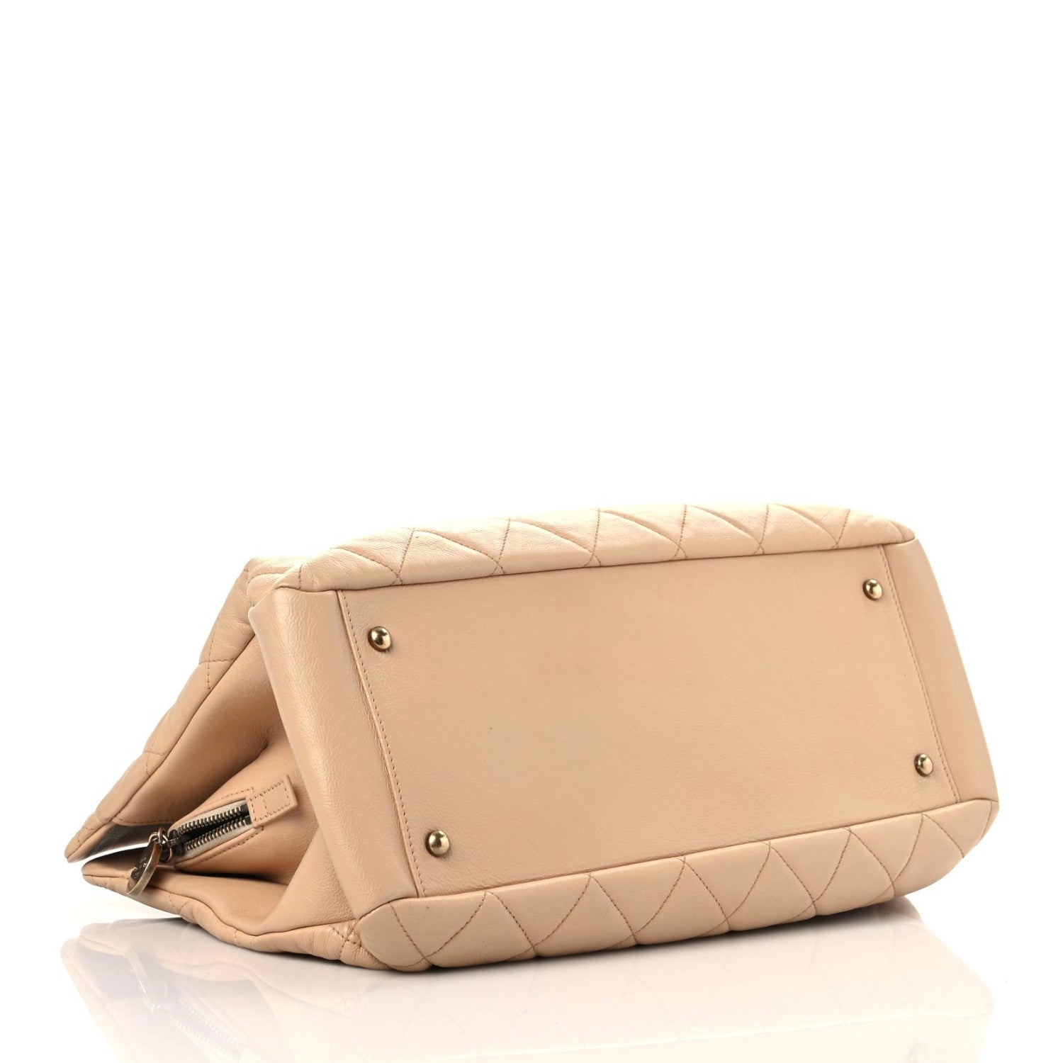 Chanel Calfskin Quilted Small CrownTote Beige 3 of 14
