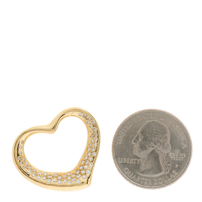 Tiffany 18K Yellow Gold Diamond 28mm Elsa Peretti Open Heart Pendant 2 of 4