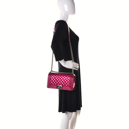 Chanel Metallic Patent Calfskin Quilted Medium Boy Flap Pink 2 of 18