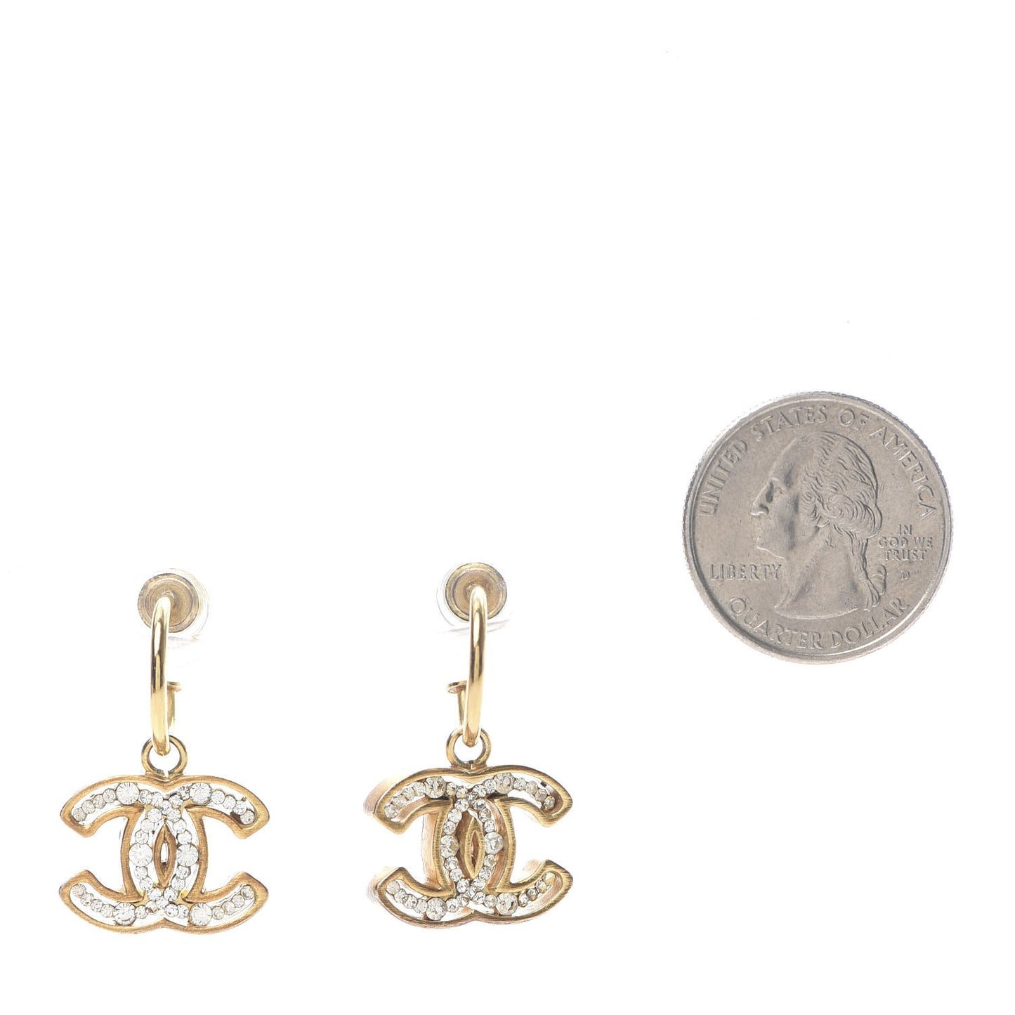 Crystal CC Dangle Earrings Gold
