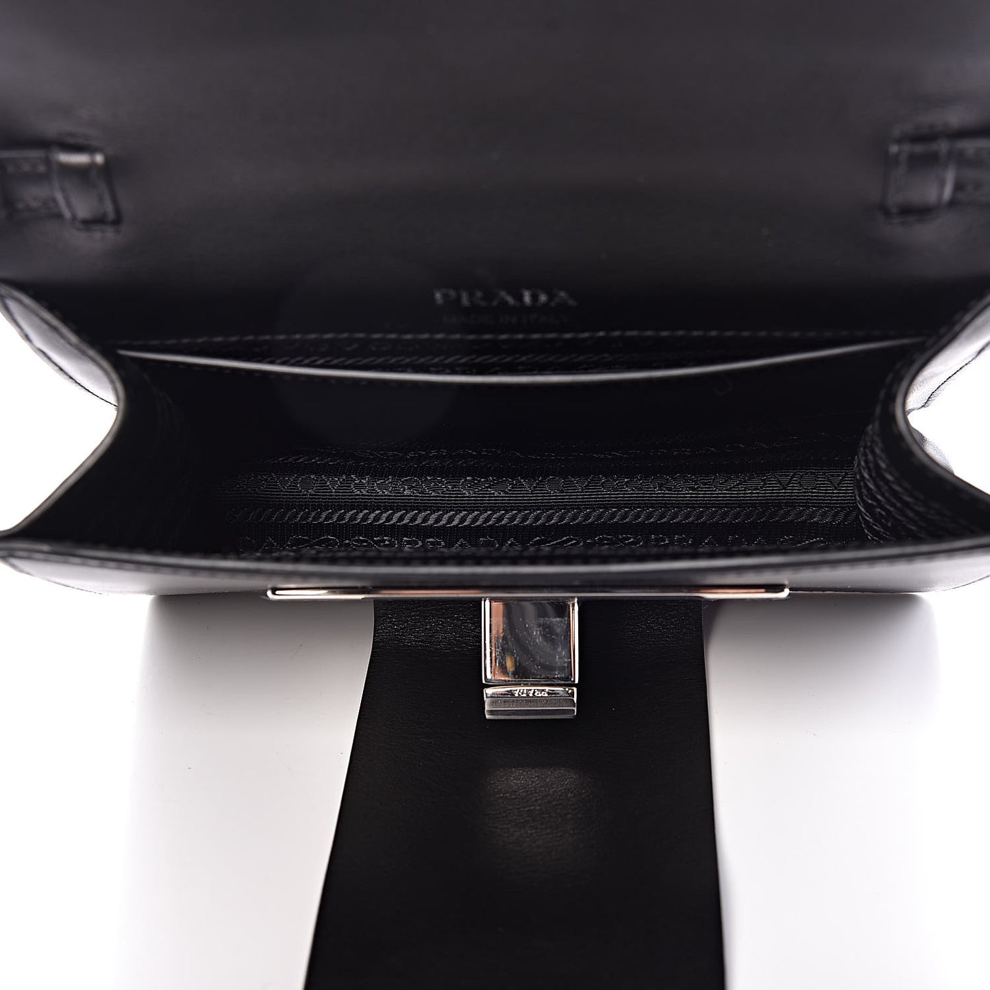City Calf Crystal Embellished Ribbon Bag Black