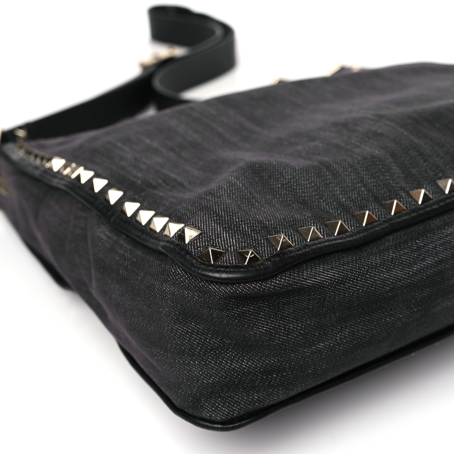 Valentino Garavani Denim Small Rockstud Flip-Lock Messenger Bag Blue 7 of 10