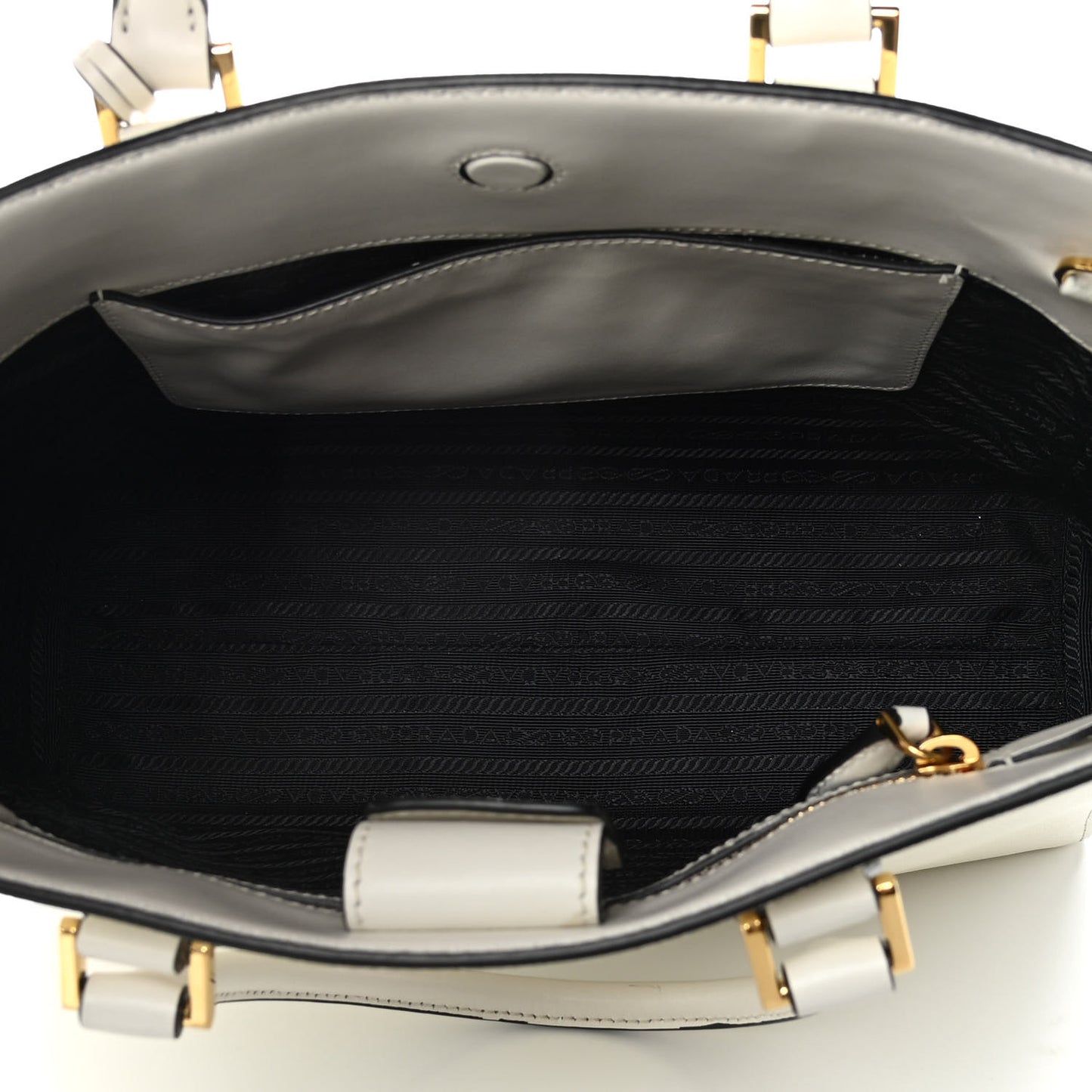 Saffiano Soft Calfskin Zippered Tote White
