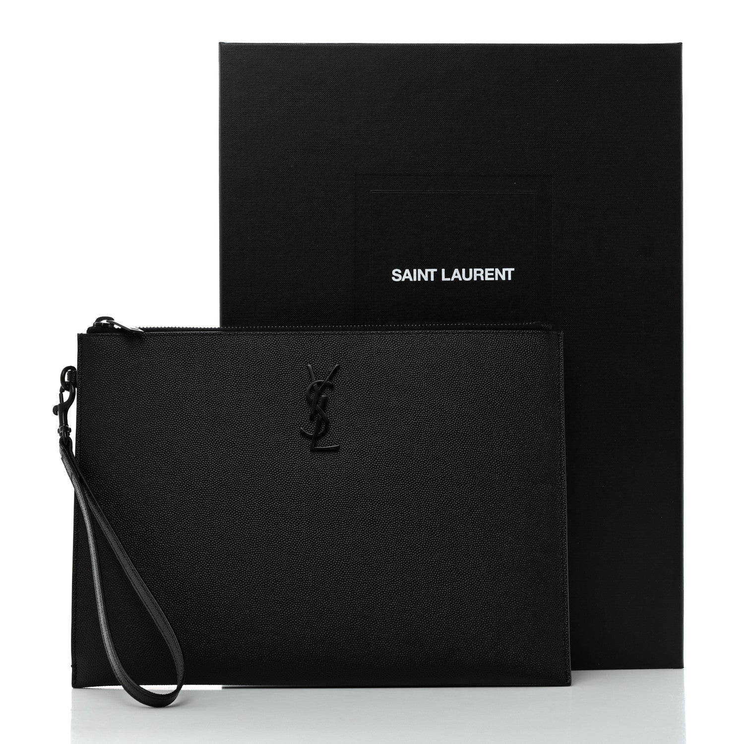 Saint Laurent Grain De Poudre Monogram Monochrome Cassandre Tablet Pouch Black 9 of 9