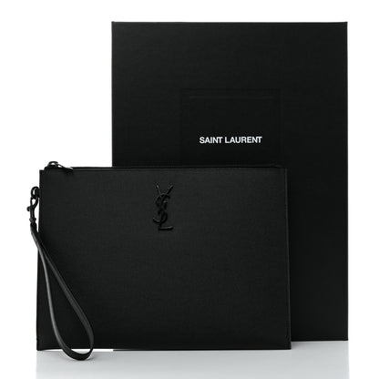 Saint Laurent Grain De Poudre Monogram Monochrome Cassandre Tablet Pouch Black 9 of 9