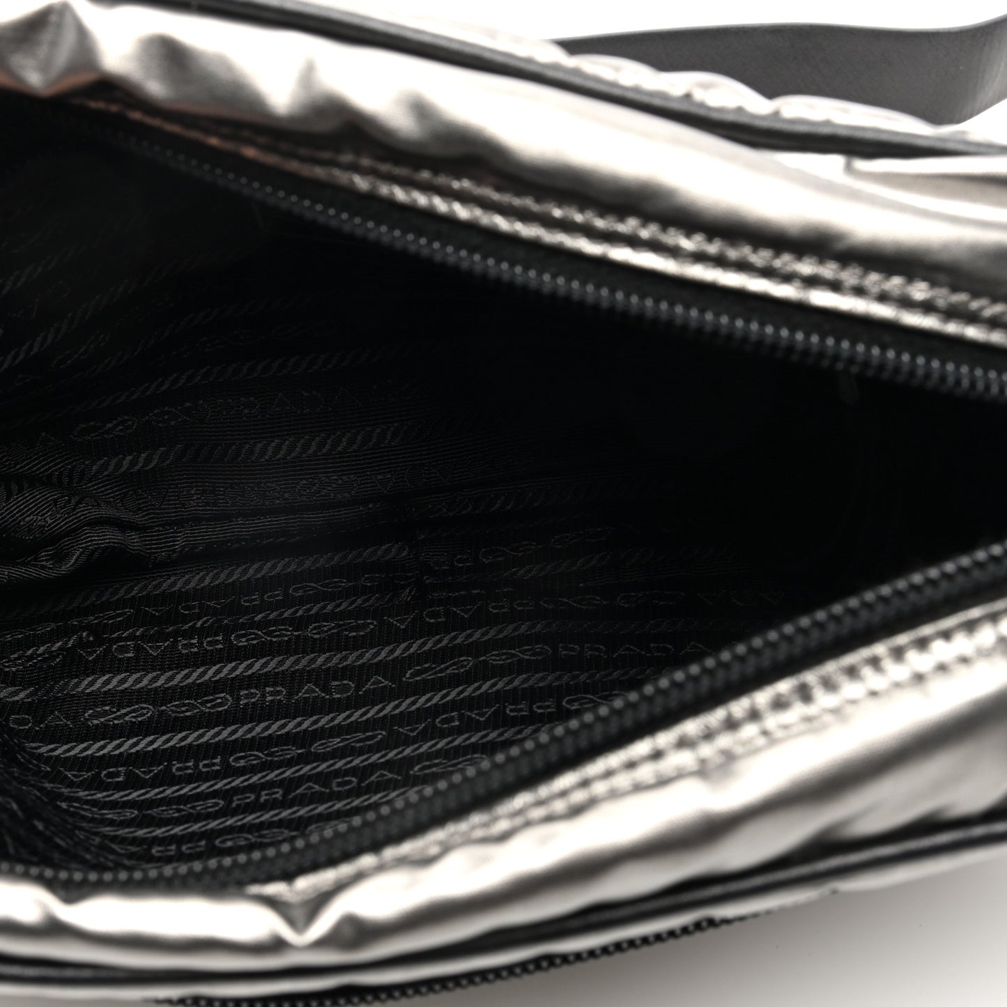 Metallic Tessuto Nylon Metal Studded Shoulder Bag Ferro Black