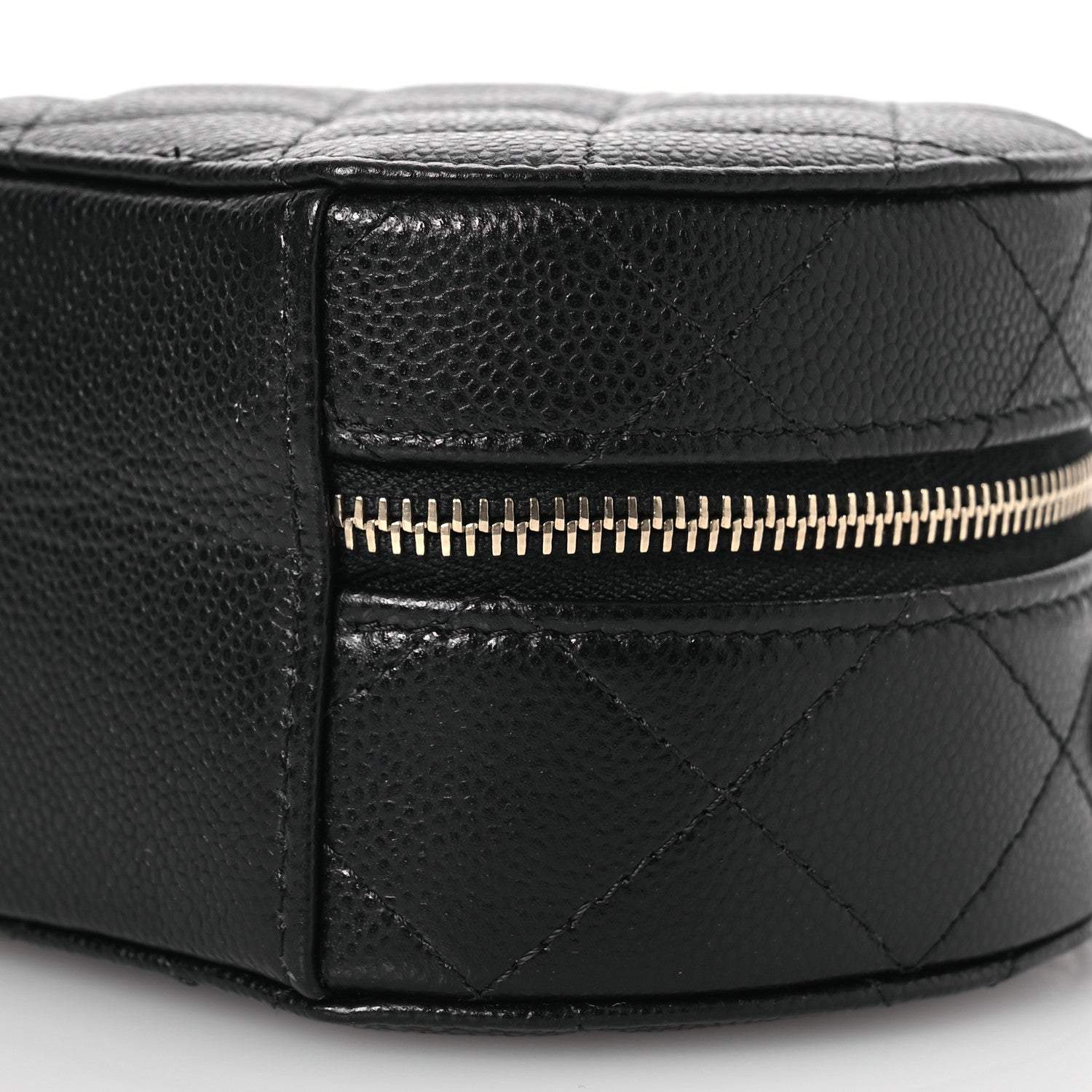 Chanel Caviar Quilted Round Top Handle Jewelry Case With Chain Black 12 of 16