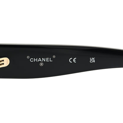 Chanel Acetate Rectangle Logo Sunglasses 71506A Black Gold 9 of 11