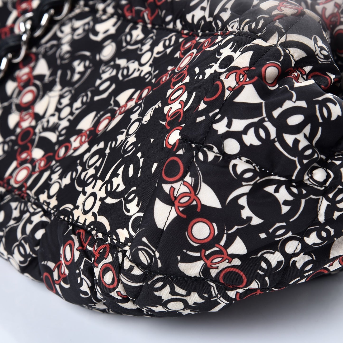 Nylon Quilted Printed Coco Bowler Black