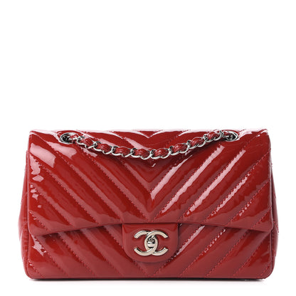 Chanel Patent Chevron Quilted Medium Single Flap Red 1 of 10