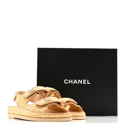 Chanel Braided Fabric Velcro Dad Sandals 36.5 Beige 13 of 13