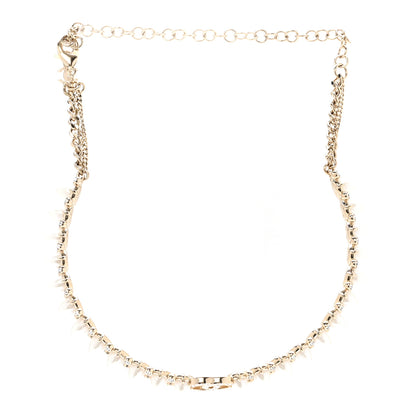 Chanel Strass Crystal Studded Pearl CC Choker Necklace Gold Pearly White 4 of 6