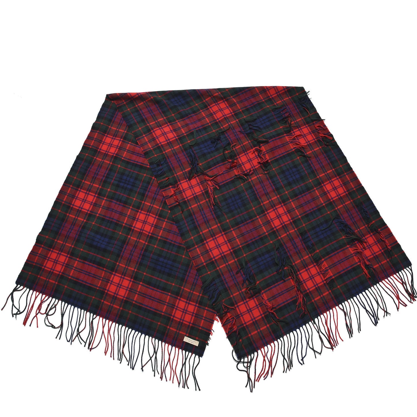 Wool Cashmere Tartan Oversized Filcoupe Scarf Bright Red
