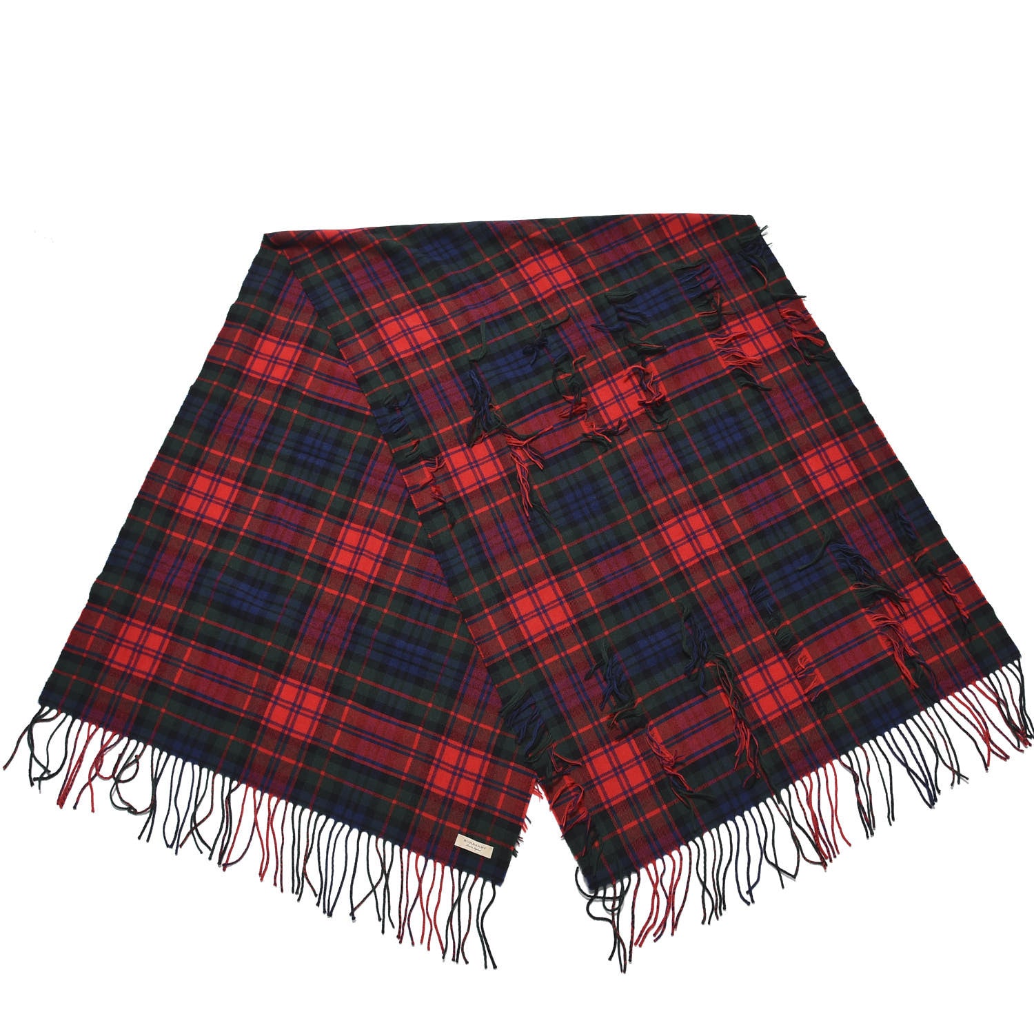 Burberry Wool Cashmere Tartan Oversized Filcoupe Scarf Bright Red 1 of 4