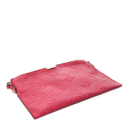 Burberry Signature Grain Calfskin Check Embossed Peyton Crossbody Clutch Bag Vibrant Fuchsia 4 of 9