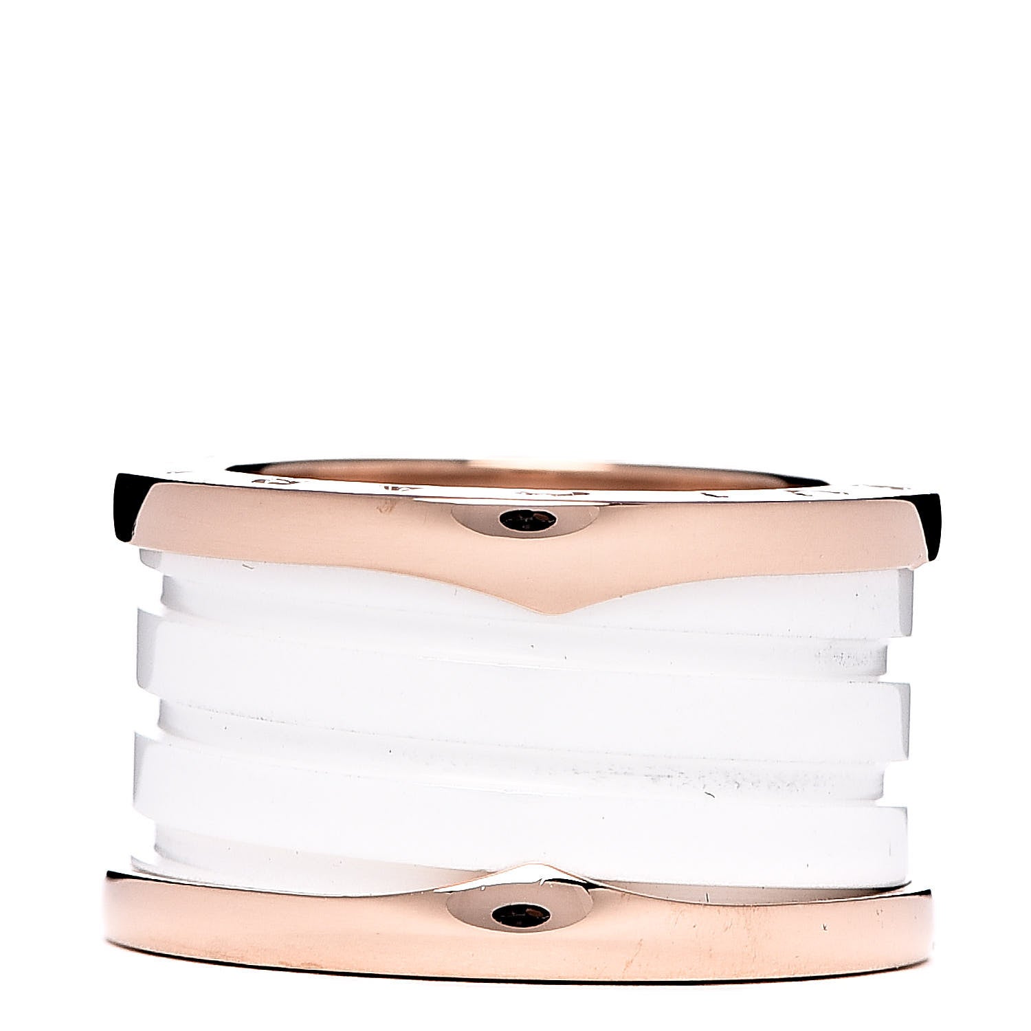 Bulgari 18K Rose Gold White Ceramic B.Zero1 Four-Band Ring 49 4.75 1 of 6