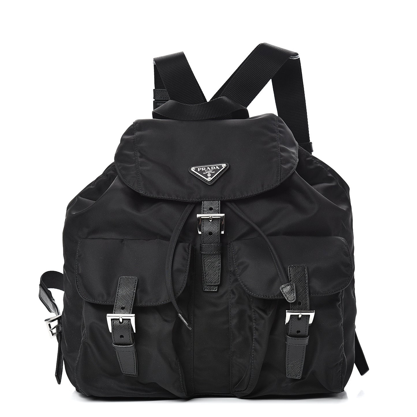 Tessuto Nylon Vela Saffiano Large Backpack Black