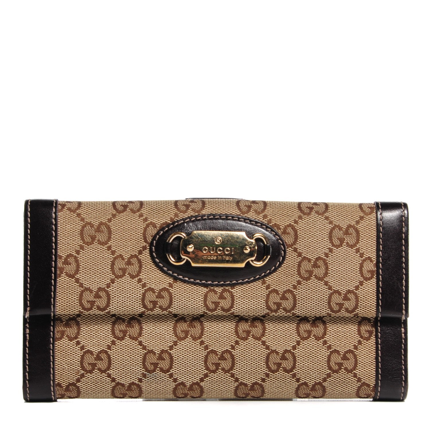 Gucci Monogram Punch Continental Flap Wallet Dark Brown 1 of 7