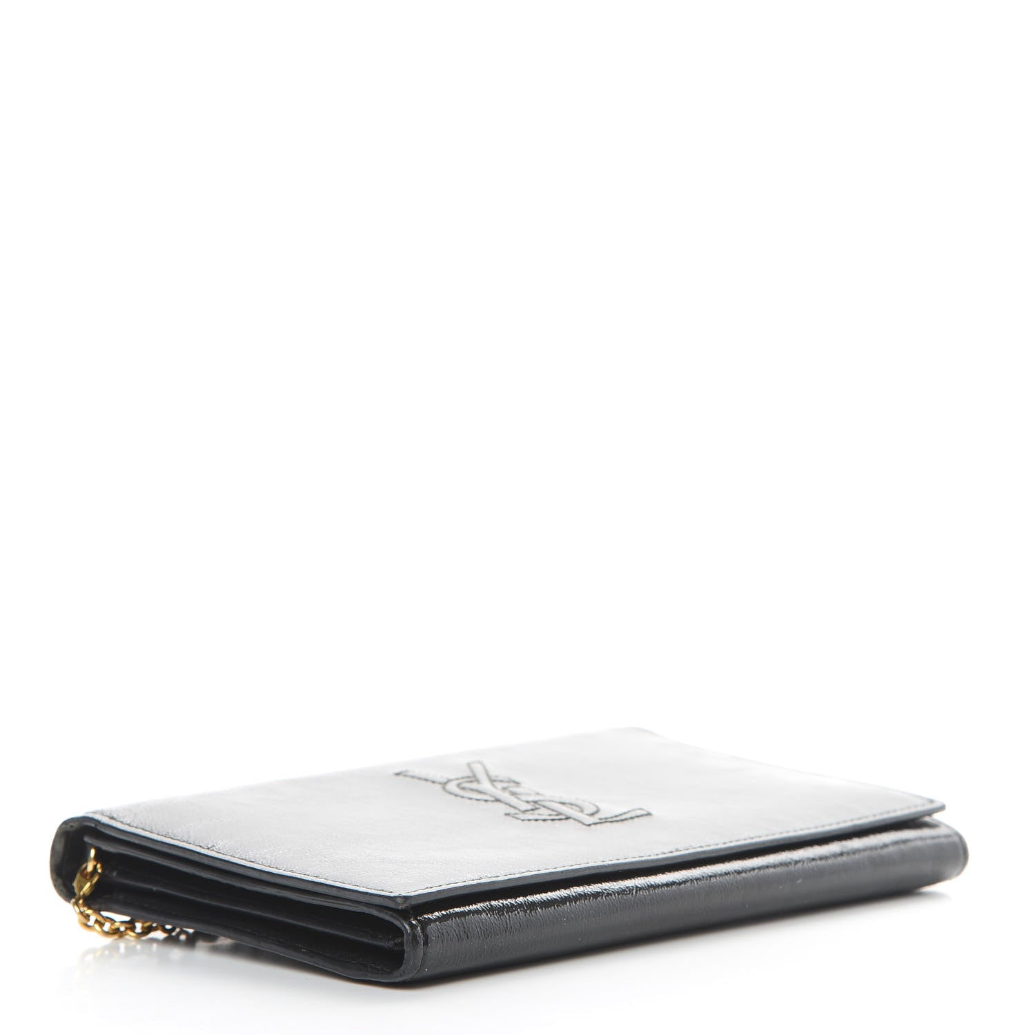Saint Laurent Textured Patent Belle de Jour Chain Clutch Black 4 of 16