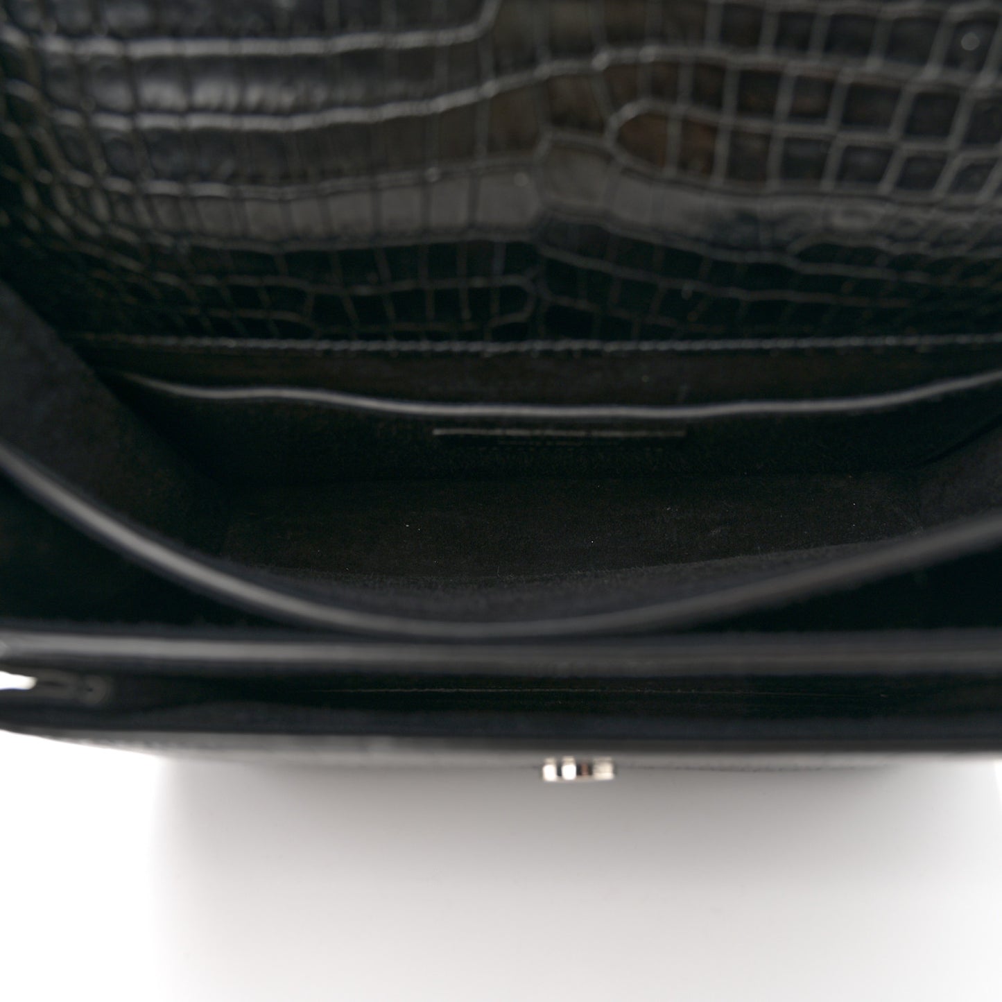 Calfskin Crocodile Embossed Medium Monogram Sunset Black