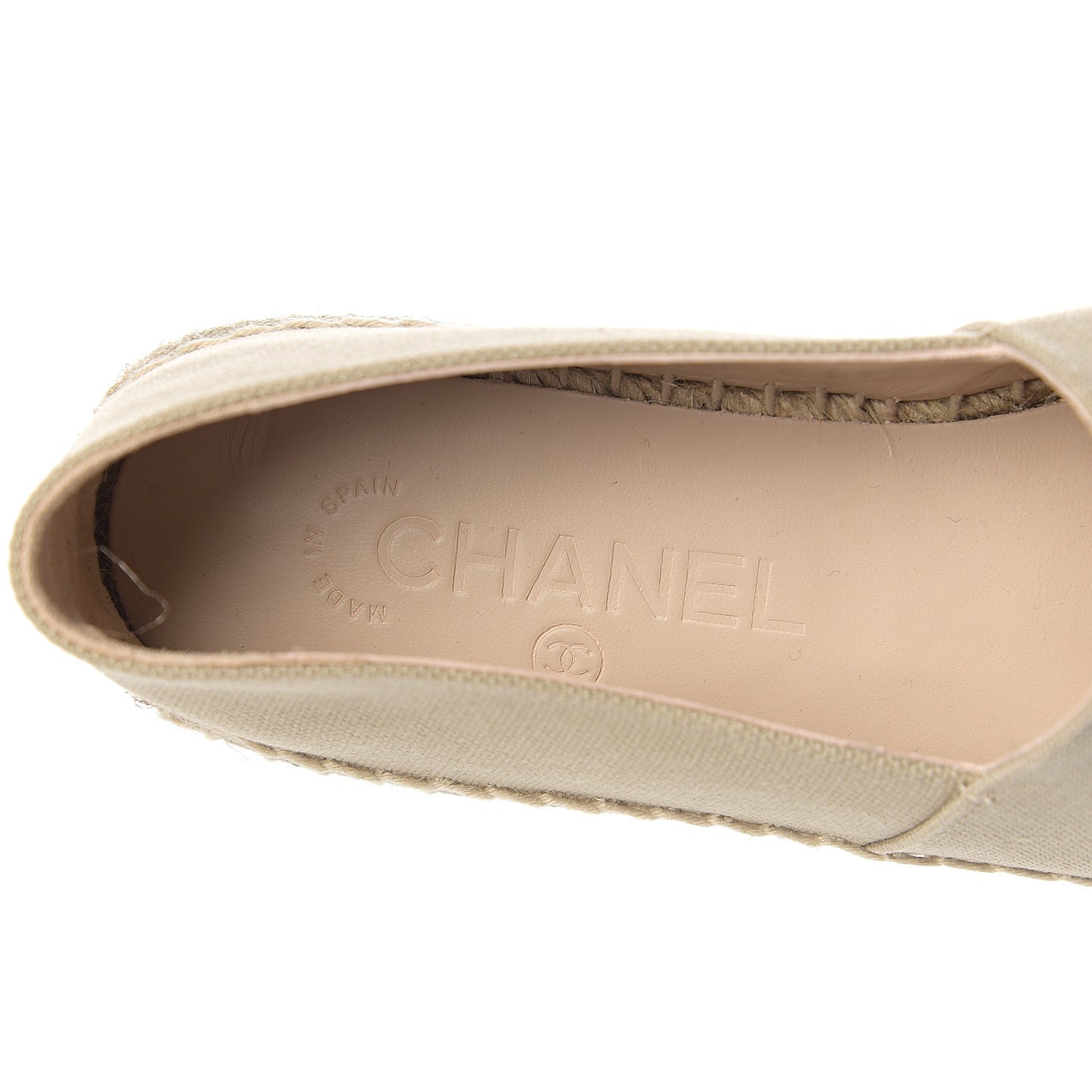 Canvas Grosgrain CC Espadrilles 36 Beige Black
