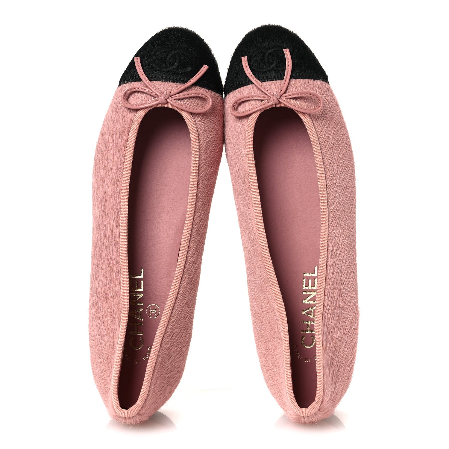 Chanel Pony Hair Cap Toe CC Ballerina Flats 40 Pink 2 of 10