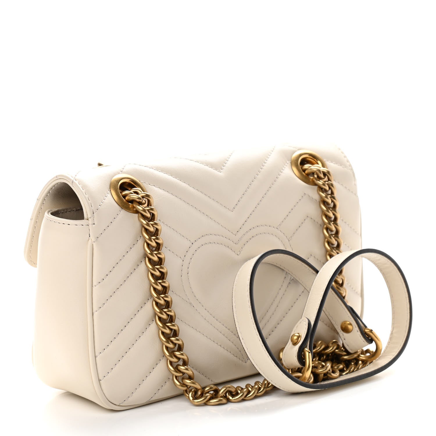 Gucci Calfskin Matelasse Mini GG Marmont Shoulder Bag White 3 of 11